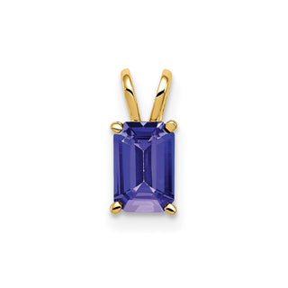 14k Yellow Gold 6x4mm Emerald-cut Tanzanite Pendant