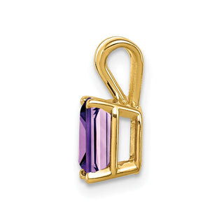 14k Yellow Gold 7x5mm Emerald-cut Amethyst Pendant