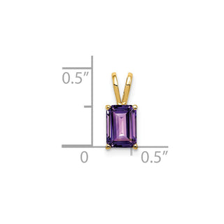 14k Yellow Gold 7x5mm Emerald-cut Amethyst Pendant