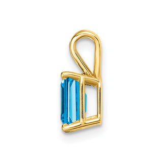 14k Yellow Gold 7x5mm Emerald-cut Blue Topaz Pendant