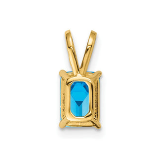 14k Yellow Gold 7x5mm Emerald-cut Blue Topaz Pendant