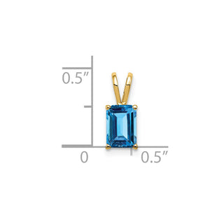 14k Yellow Gold 7x5mm Emerald-cut Blue Topaz Pendant