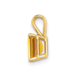 14k Yellow Gold 7x5mm Emerald-cut Citrine Pendant