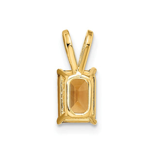 14k Yellow Gold 7x5mm Emerald-cut Citrine Pendant