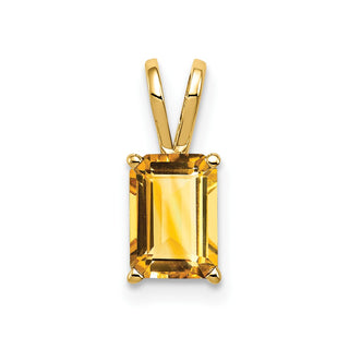 14k Yellow Gold 7x5mm Emerald-cut Citrine Pendant