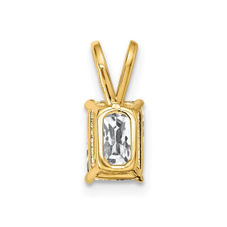 14k Yellow Gold 7x5mm Emerald-cut Cubic Zirconia Pendant
