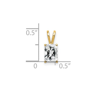 14k Yellow Gold 7x5mm Emerald-cut Cubic Zirconia Pendant
