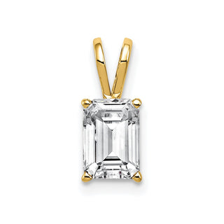 14k Yellow Gold 7x5mm Emerald-cut Cubic Zirconia Pendant