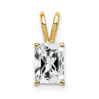 14k Yellow Gold 7x5mm Emerald-cut Cubic Zirconia Pendant