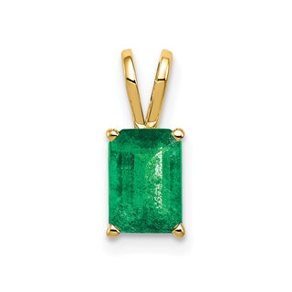 14k Yellow Gold 7x5mm Emerald-cut Emerald Pendant