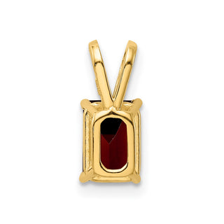 14k Yellow Gold 7x5mm Emerald-cut Garnet Pendant