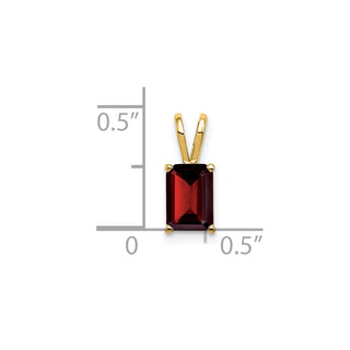 14k Yellow Gold 7x5mm Emerald-cut Garnet Pendant