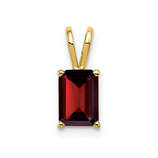 14k Yellow Gold 7x5mm Emerald-cut Garnet Pendant