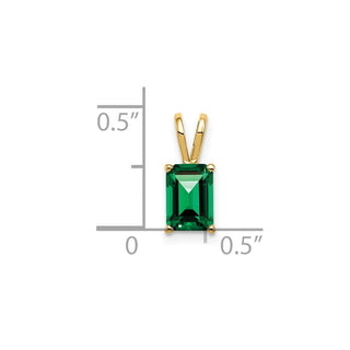 14k Yellow Gold 7x5mm Emerald-cut Synthetic Mount St. Helens Pendant
