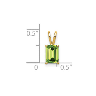 14k Yellow Gold 7x5mm Emerald-cut Peridot Pendant