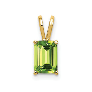 14k Yellow Gold 7x5mm Emerald-cut Peridot Pendant