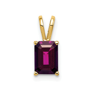 14k Yellow Gold 7x5mm Emerald-cut Rhodolite Garnet Pendant