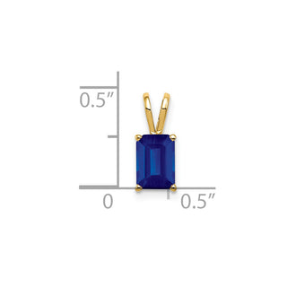 14k Yellow Gold 7x5mm Emerald-cut Sapphire Pendant