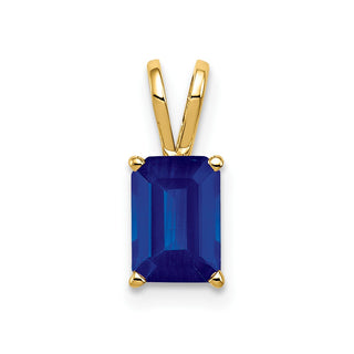 14k Yellow Gold 7x5mm Emerald-cut Sapphire Pendant