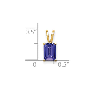 14k Yellow Gold 7x5mm Emerald-cut Tanzanite Pendant