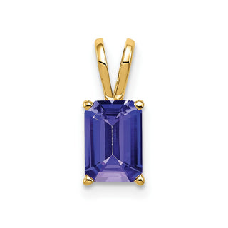 14k Yellow Gold 7x5mm Emerald-cut Tanzanite Pendant