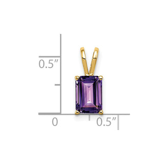 14k Yellow Gold 8x6mm Emerald-cut Amethyst Pendant