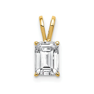 14k Yellow Gold 8x6mm Emerald-cut Cubic Zirconia Pendant