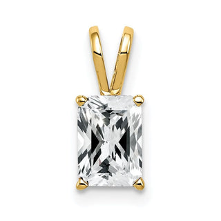 14k Yellow Gold 8x6mm Emerald-cut Cubic Zirconia Pendant