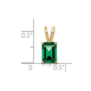 14k Yellow Gold 8x6mm Emerald-cut Synthetic Mount St. Helens Pendant
