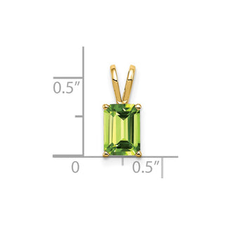 14k Yellow Gold 8x6mm Emerald-cut Peridot Pendant