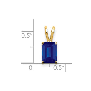 14k Yellow Gold 8x6mm Emerald-cut Sapphire Pendant