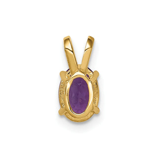 14k Yellow Gold 7x5mm Oval Amethyst Pendant