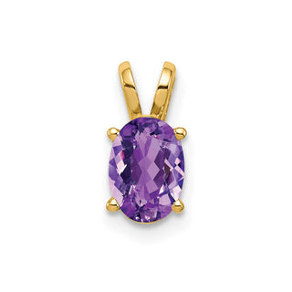 14k Yellow Gold 7x5mm Oval Amethyst Pendant