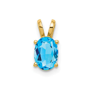 14k Yellow Gold 7x5mm Oval Blue Topaz Pendant