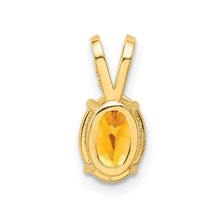 14k Yellow Gold 7x5mm Oval Citrine Pendant