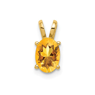 14k Yellow Gold 7x5mm Oval Citrine Pendant