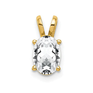 14k Yellow Gold 7x5mm Oval Cubic Zirconia Pendant