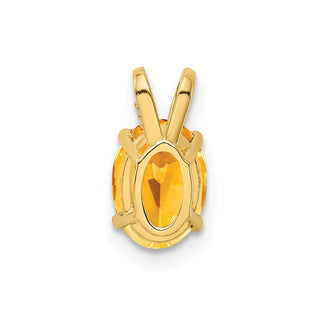 14k Yellow Gold 8x6mm Oval Citrine Pendant