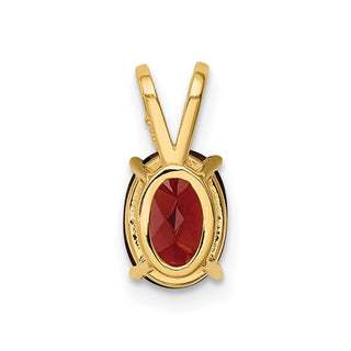 14k Yellow Gold 8x6mm Oval Garnet Pendant