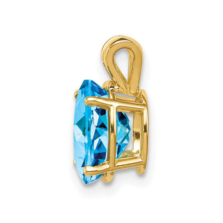 14k Yellow Gold 9x7mm Oval Blue Topaz Pendant