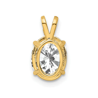 14k Yellow Gold 9x7mm Oval Cubic Zirconia Pendant
