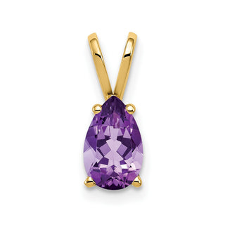 14k Yellow Gold 8x5mm Pear Amethyst Pendant