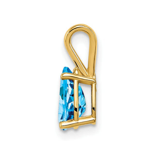 14k Yellow Gold 8x5mm Pear Blue Topaz Pendant