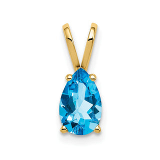 14k Yellow Gold 8x5mm Pear Blue Topaz Pendant