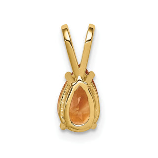 14k Yellow Gold 8x5mm Pear Citrine Pendant