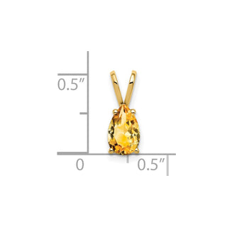14k Yellow Gold 8x5mm Pear Citrine Pendant