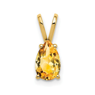 14k Yellow Gold 8x5mm Pear Citrine Pendant