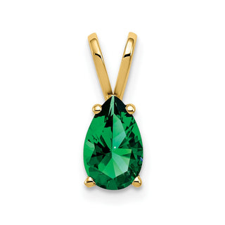 14k Yellow Gold 8x5mm Pear Synthetic Mount St. Helens Pendant