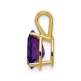 14k Yellow Gold 9x6mm Pear Amethyst Pendant