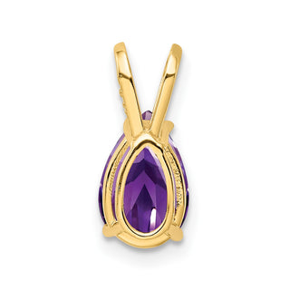 14k Yellow Gold 9x6mm Pear Amethyst Pendant